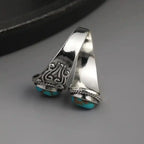 Bague Croix en Turquoise en Argent Vintage