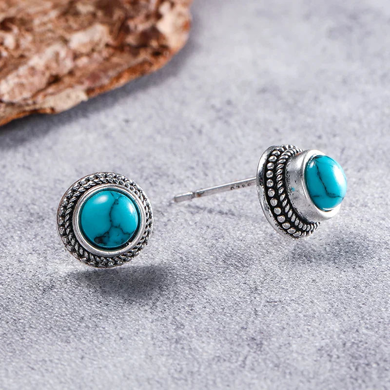 Boucles d'oreilles à clou en imitation turquoise vintage bohème