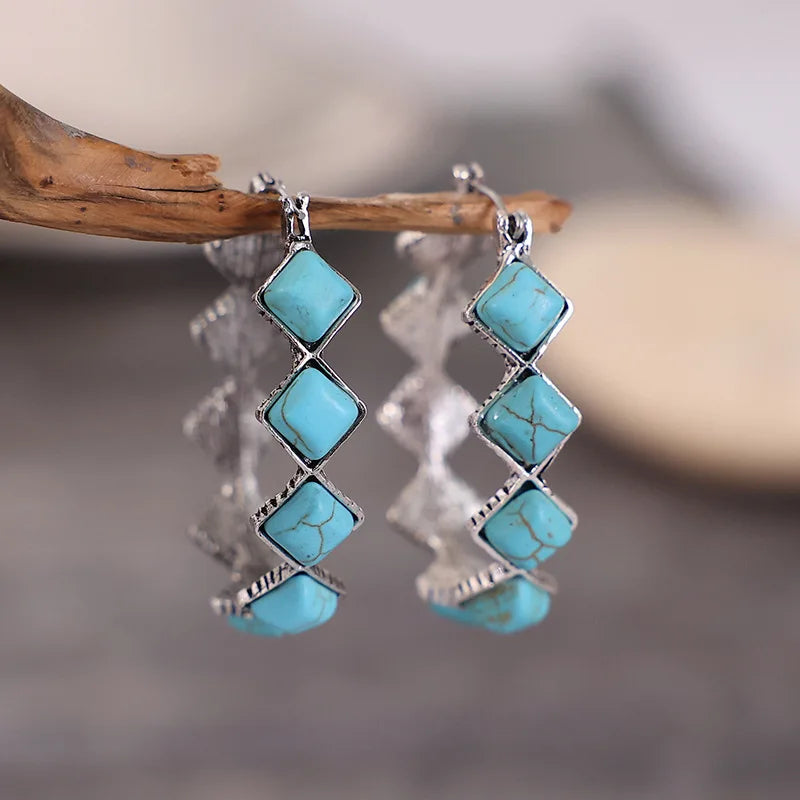 Boucles d'oreilles en forme de U en turquoise vintage