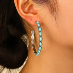 Boucles d'Oreilles Circulaires Turquoise Vintage Bohèmes