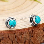 Boucles d'oreilles à clou en imitation turquoise vintage bohème