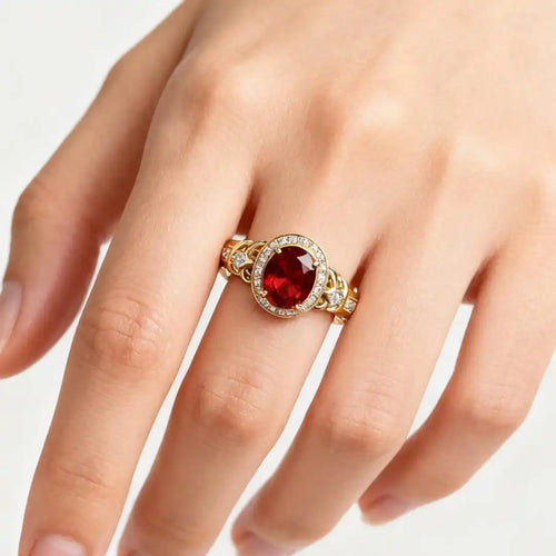 Bague Déclarative en Nœud Halo de Rubis