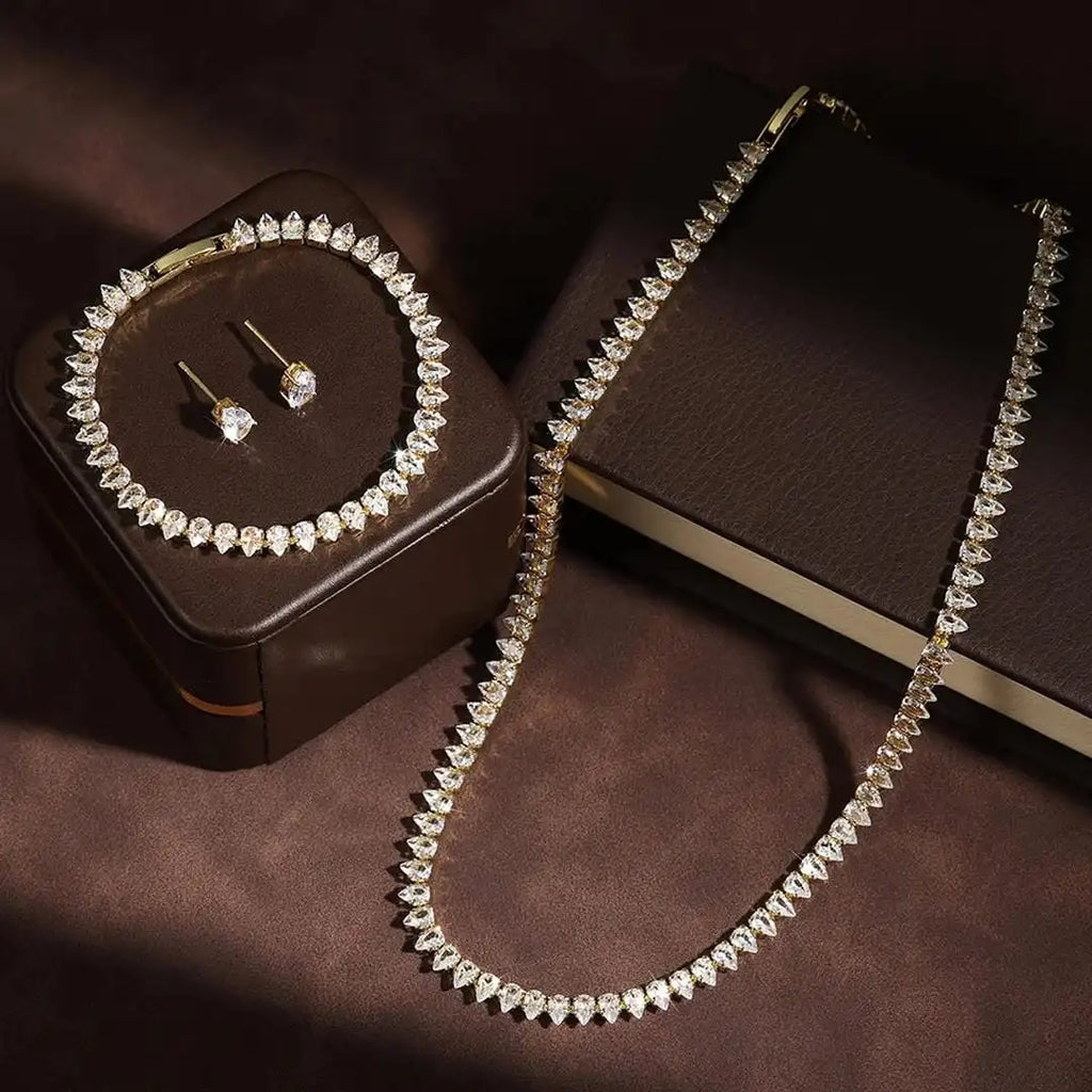 Magnifique Ensemble de Mariée en Zirconia Cubique Transparent