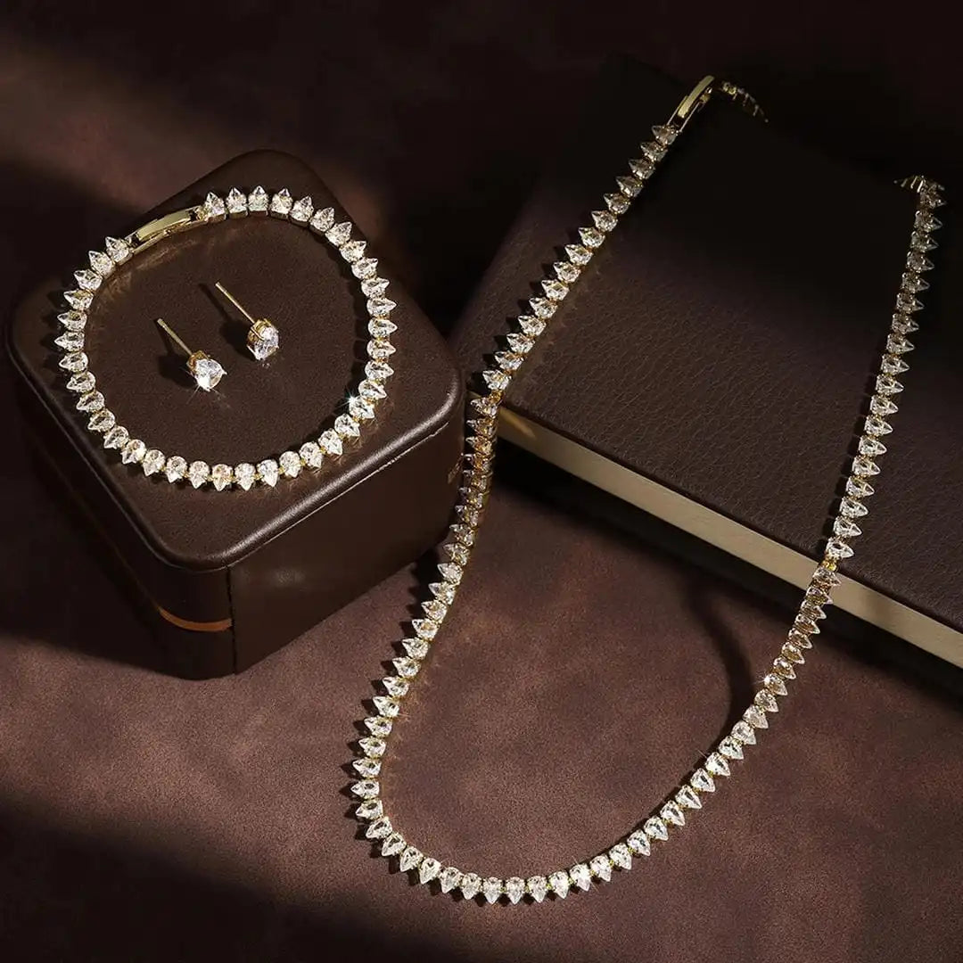 Magnifique Ensemble de Mariée en Zirconia Cubique Transparent
