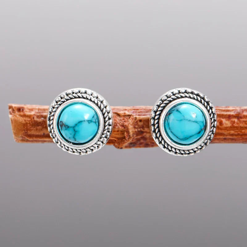 Boucles d'oreilles à clou en imitation turquoise vintage bohème