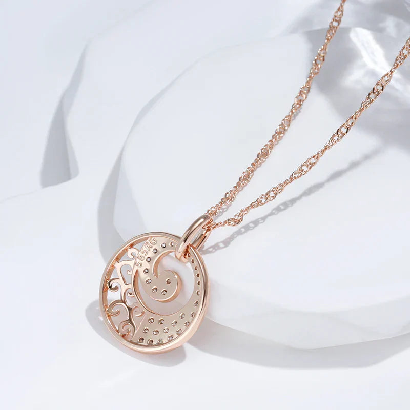 Collier en cristal de fleur en or rose élégant
