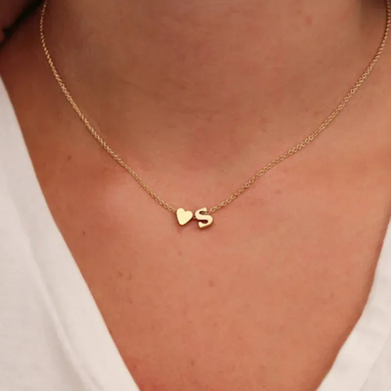 Collier Élégant en Or Cœur Initiales