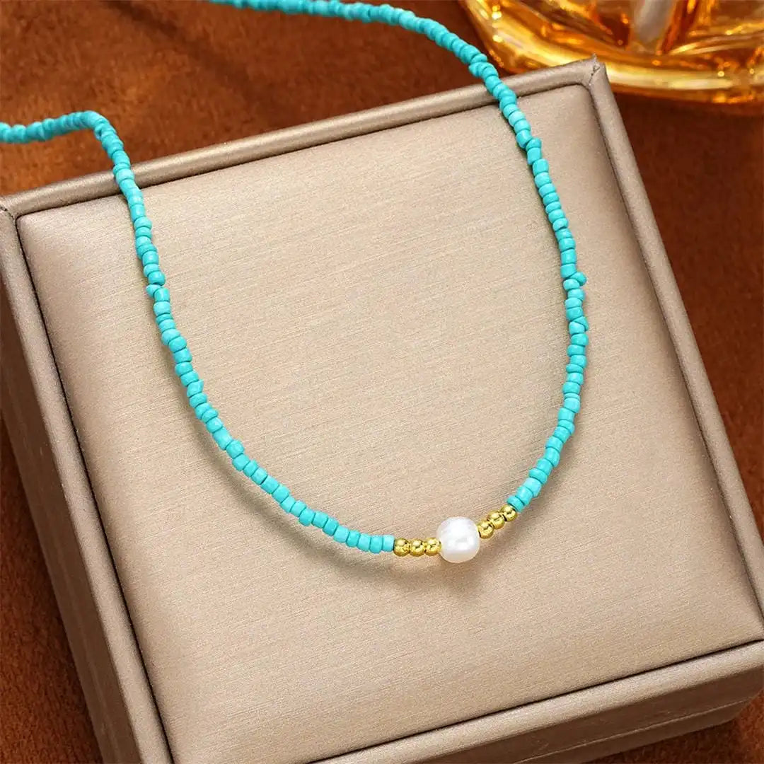 Amélie | Collier de Perles Baroque en Turquoise