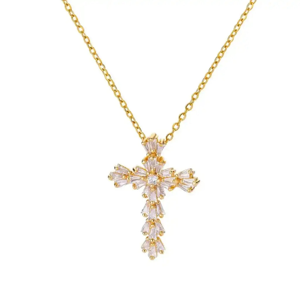 Collier de Croix en Zirconium Argenté Intemporel