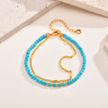 Bracelet en Turquoise avec Double Chaîne en Or Intemporelle