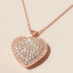 Collier de Cou en Cœur Paved en Or Rose Éternel