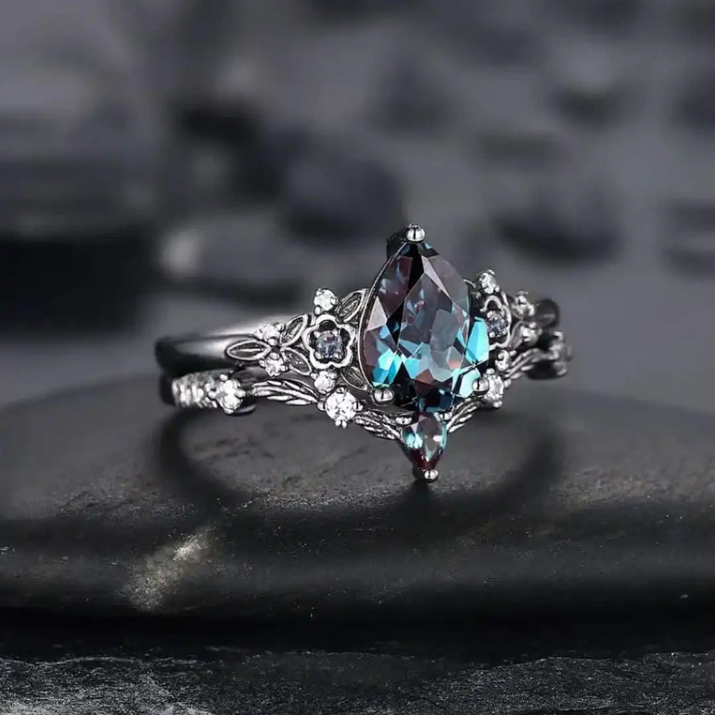 Ensemble de Bagues en Zirconium Saphir Noir Mat