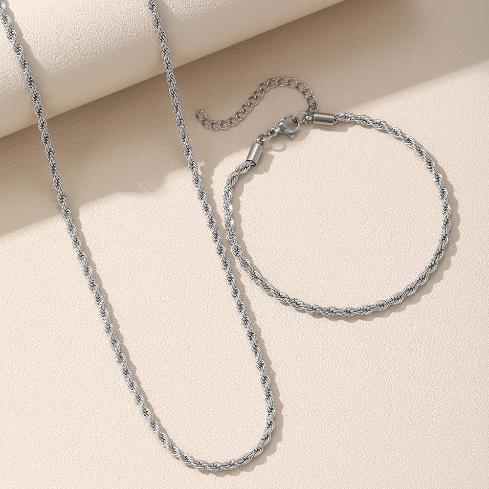 Ensemble de collier et bracelet rétro vrillé