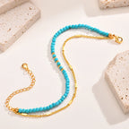 Bracelet en Turquoise avec Double Chaîne en Or Intemporelle