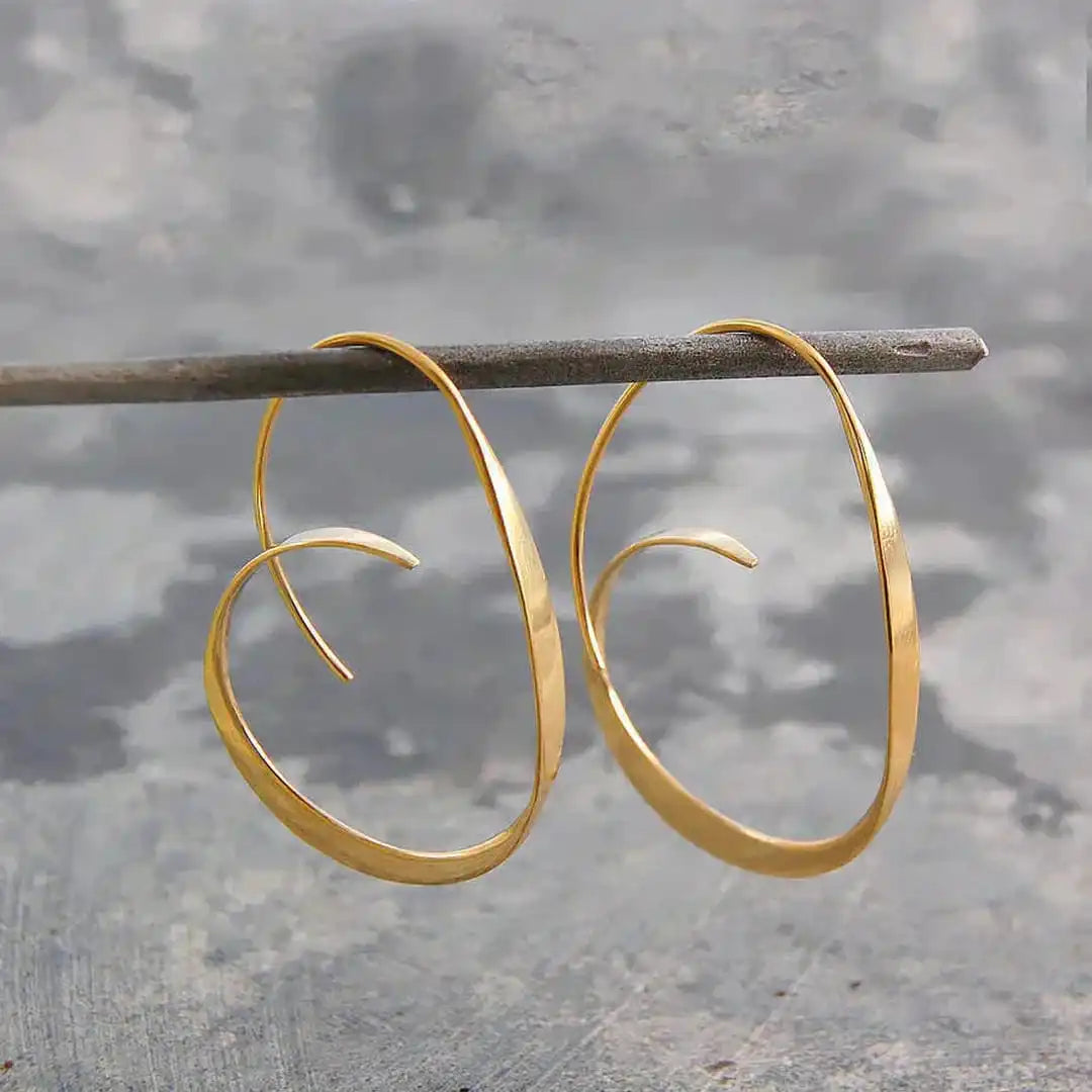 Boucles d'Oreilles Pendantes en Spirale Ouverte