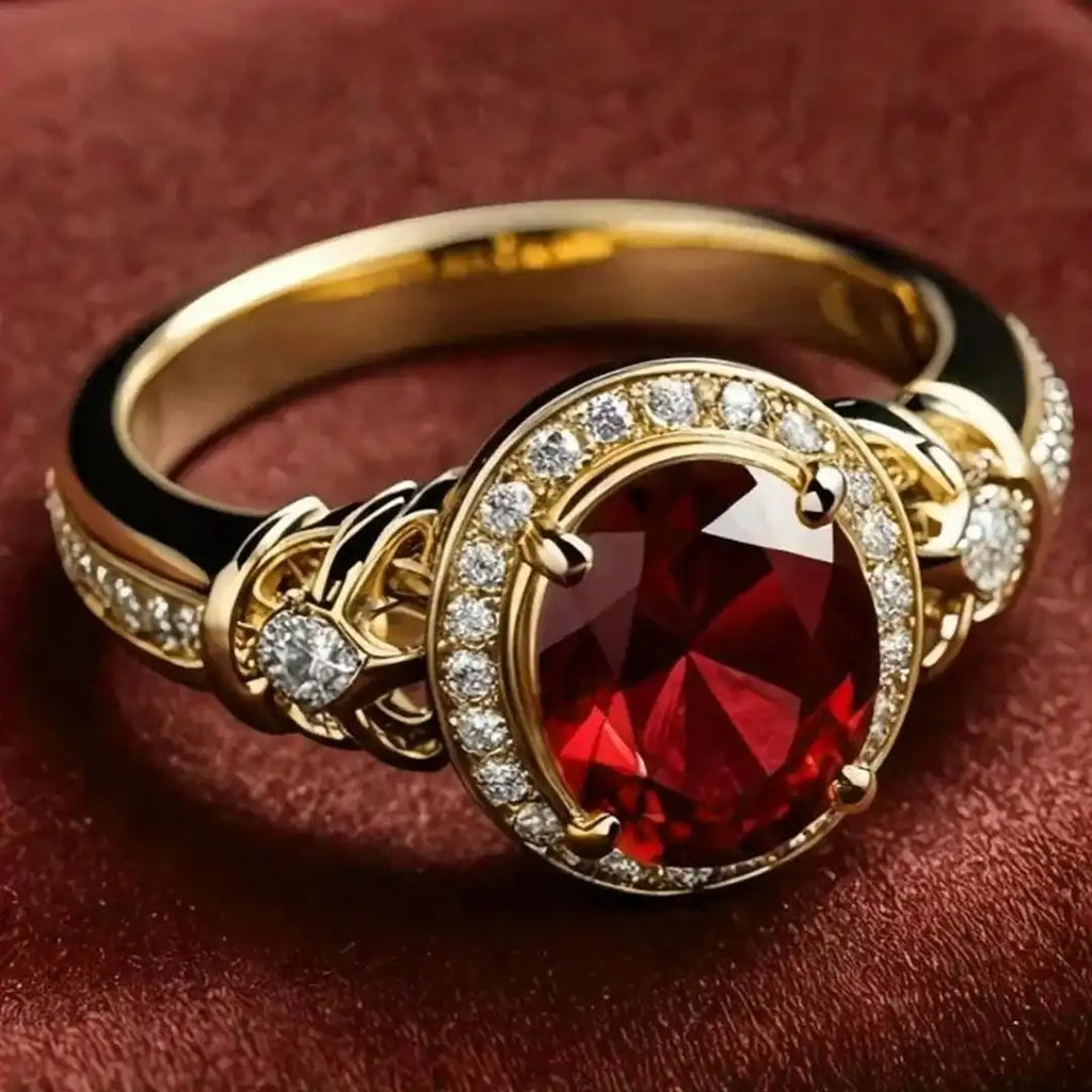 Bague Déclarative en Nœud Halo de Rubis
