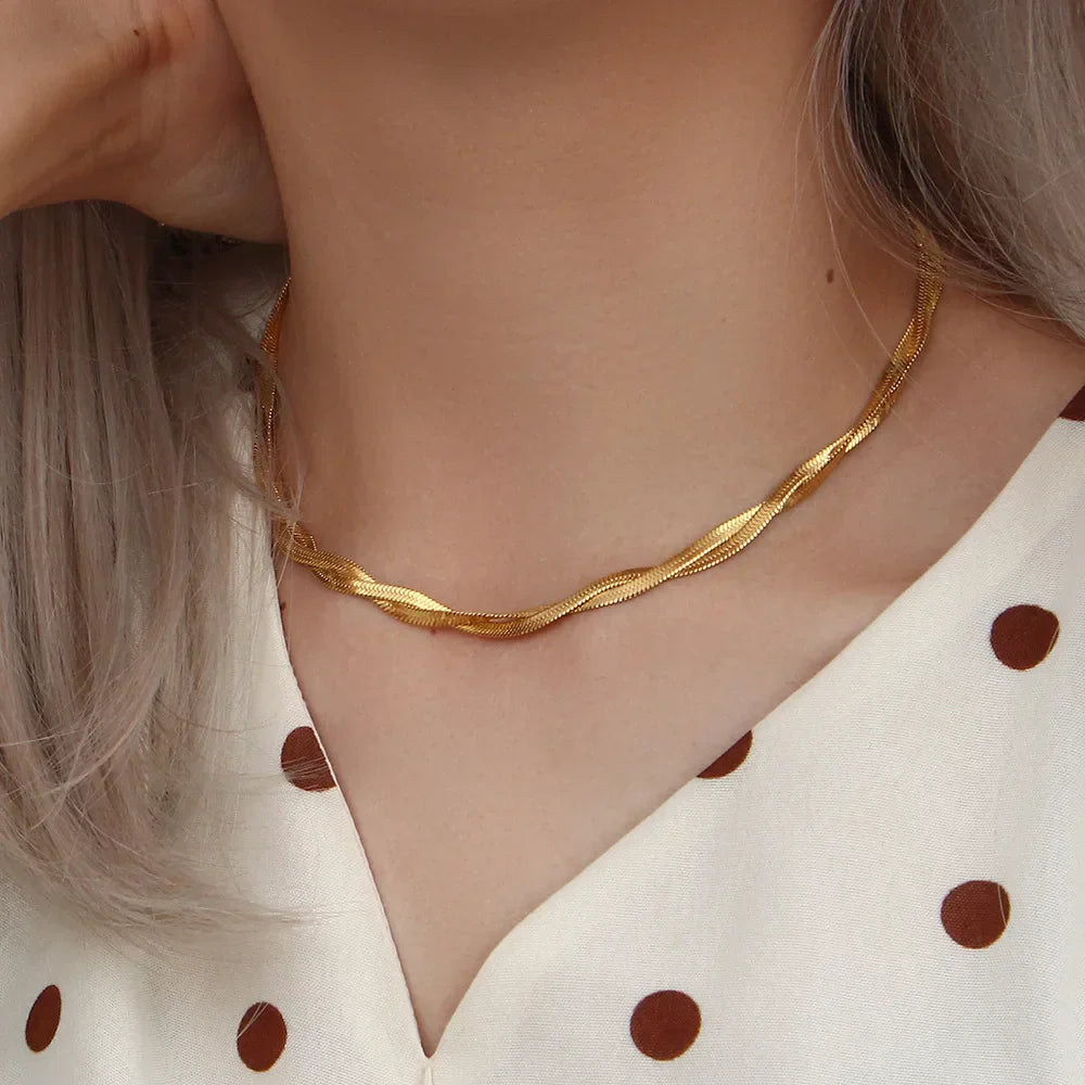 Ensemble Intemporel avec Collier et Bracelet Plaqué Or