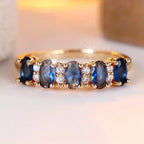 Bague à Bande avec Accent Ovale Alterné