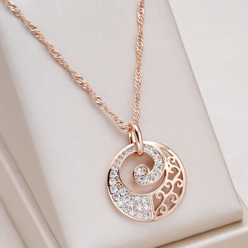 Collier en cristal de fleur en or rose élégant