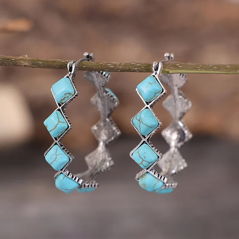 Boucles d'oreilles en forme de U en turquoise vintage