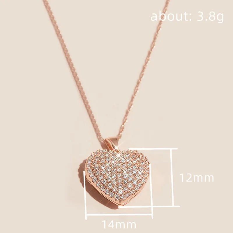 Collier de Cou en Cœur Paved en Or Rose Éternel