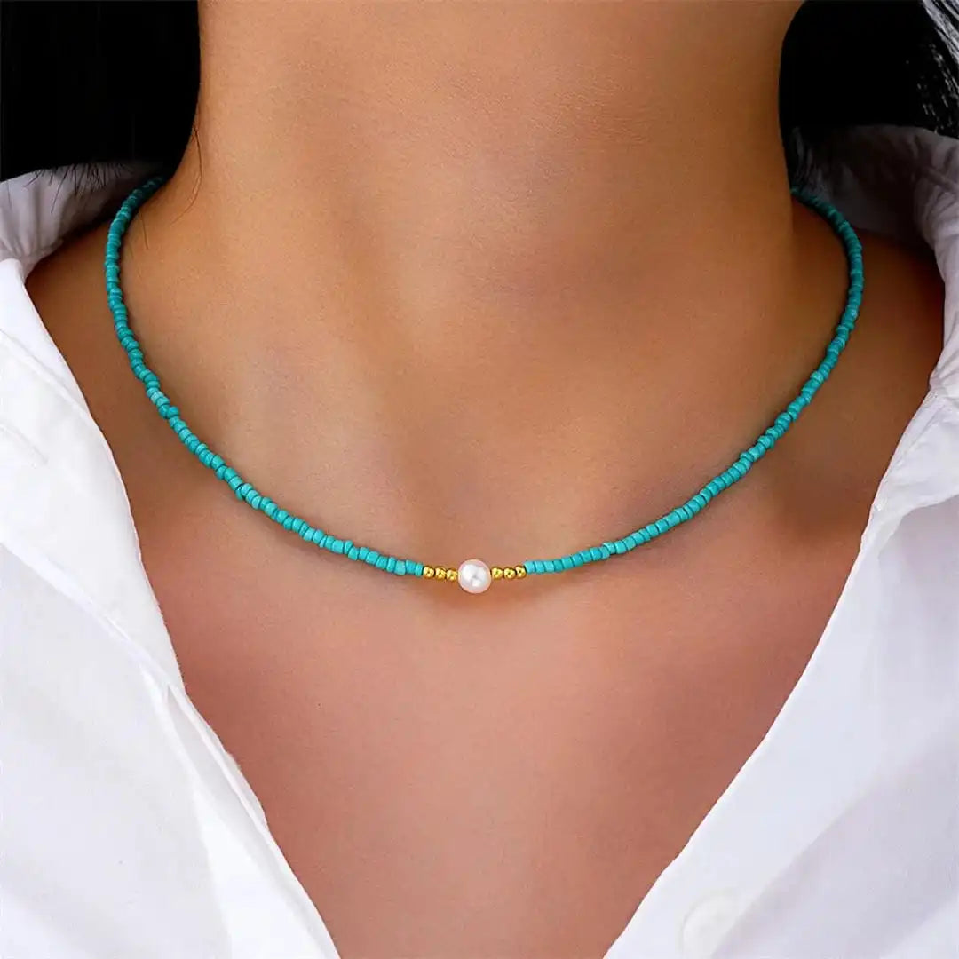 Amélie | Collier de Perles Baroque en Turquoise