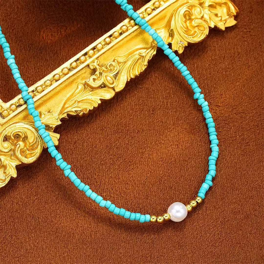 Amélie | Collier de Perles Baroque en Turquoise