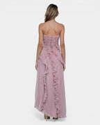 Féodora I Robe Maxi Asymétrique Lavande à Volants