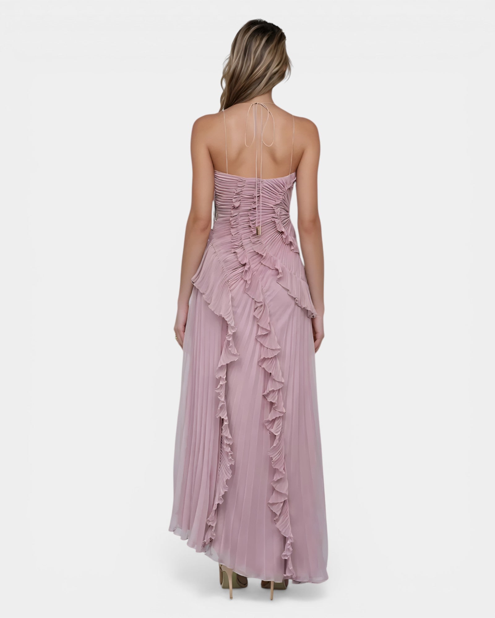 Féodora I Robe Maxi Asymétrique Lavande à Volants