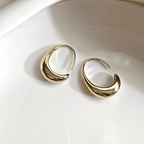 Boucles d'Oreilles Ovales en Or et Argent
