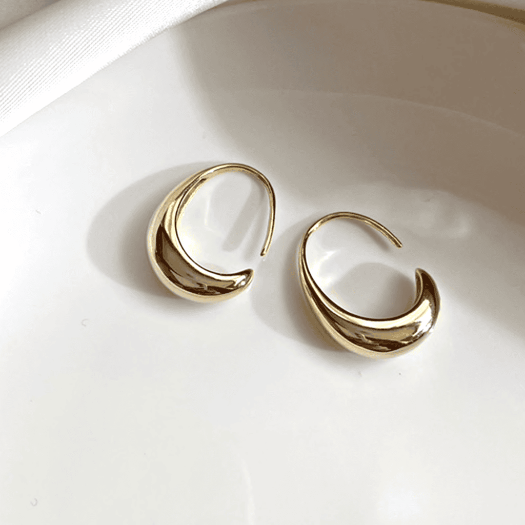 Boucles d'Oreilles Ovales en Or et Argent