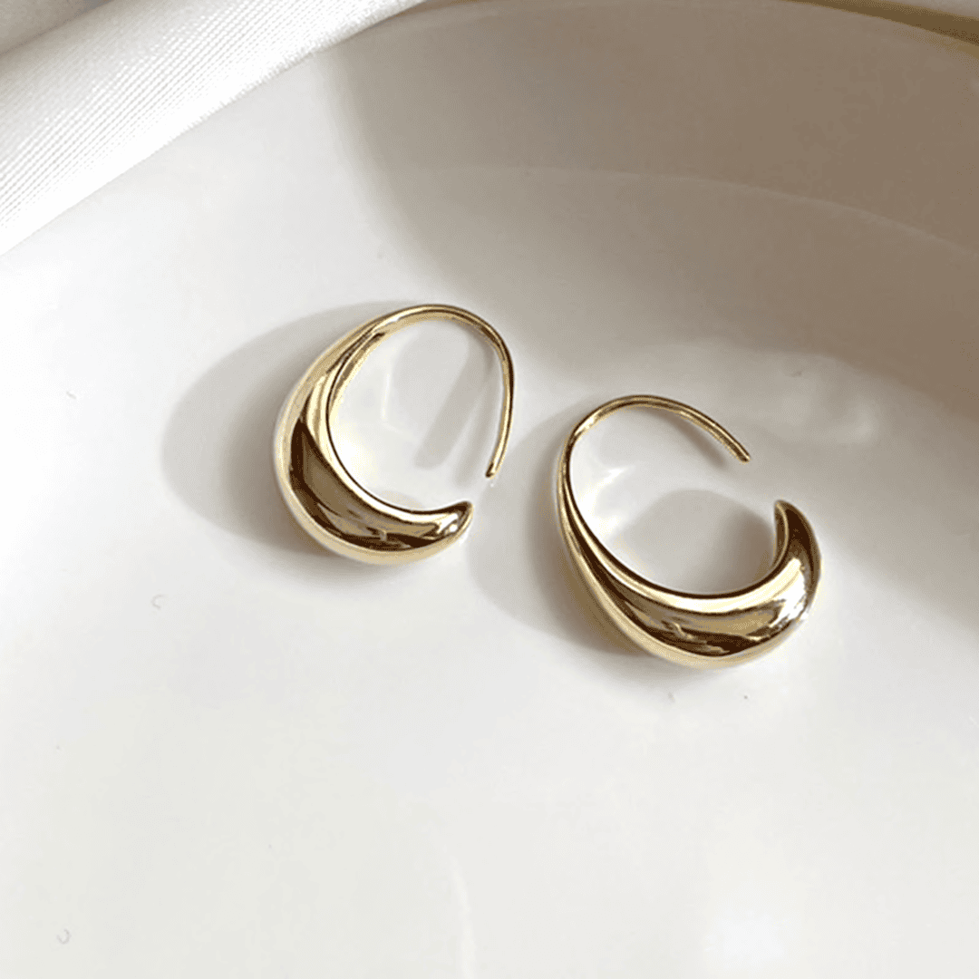 Boucles d'Oreilles Ovales en Or et Argent