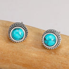 Boucles d'oreilles à clou en imitation turquoise vintage bohème