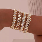 Ensemble de Bracelets Ajustables en Zirconium Cubique Doré
