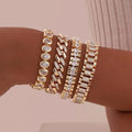Ensemble de Bracelets Ajustables en Zirconia Cubique Dorée