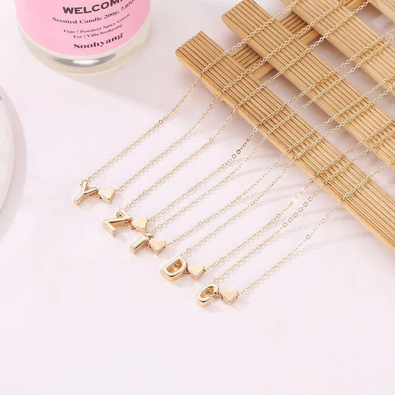 Collier Élégant en Or Cœur Initiales