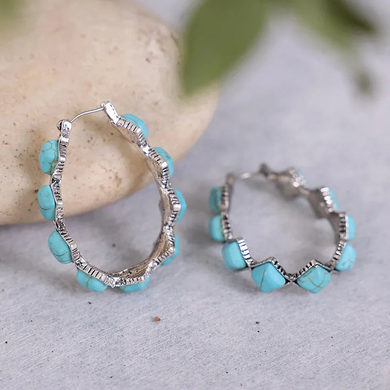 Boucles d'oreilles en forme de U en turquoise vintage