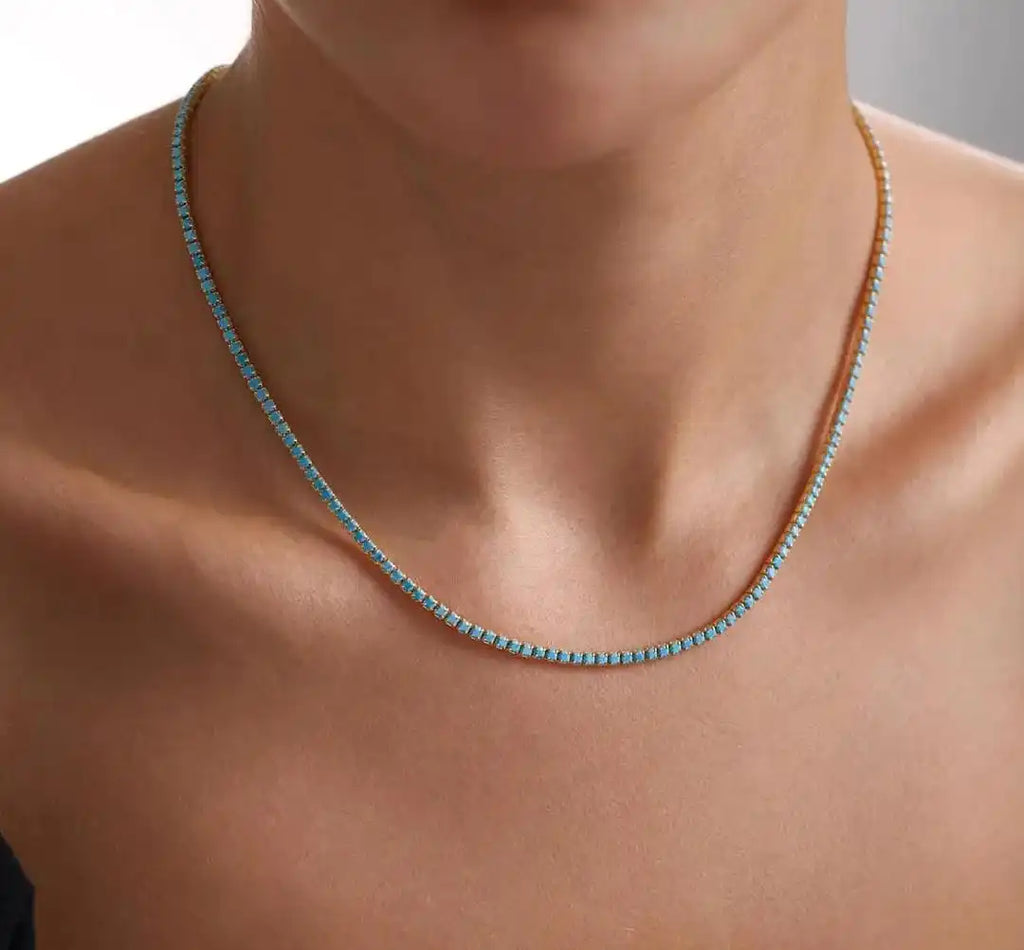 Valérie | Collier Vintage en Pierre Turquoise Dorée