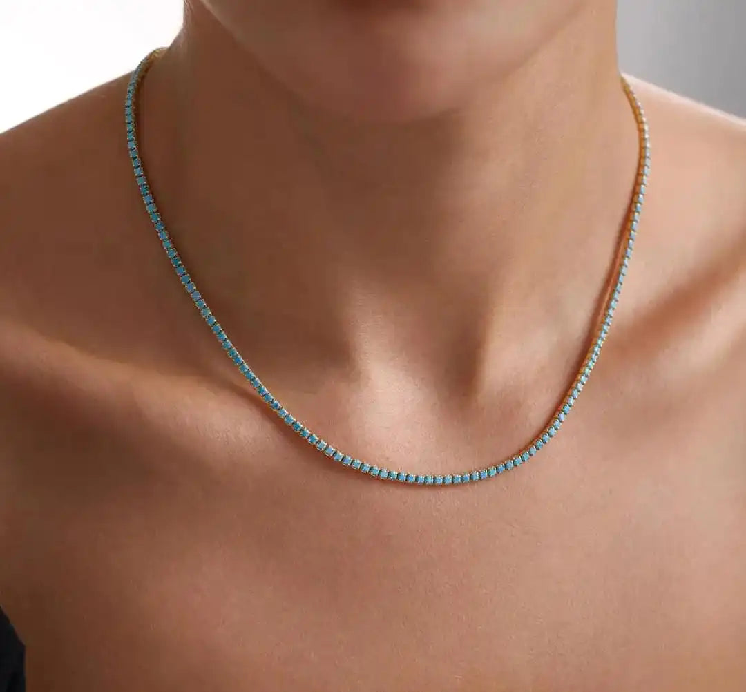 Valérie | Collier Vintage en Pierre Turquoise Dorée