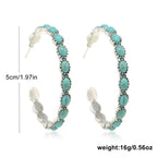Boucles d'Oreilles Circulaires Turquoise Vintage Bohèmes