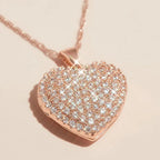 Collier de Cou en Cœur Paved en Or Rose Éternel