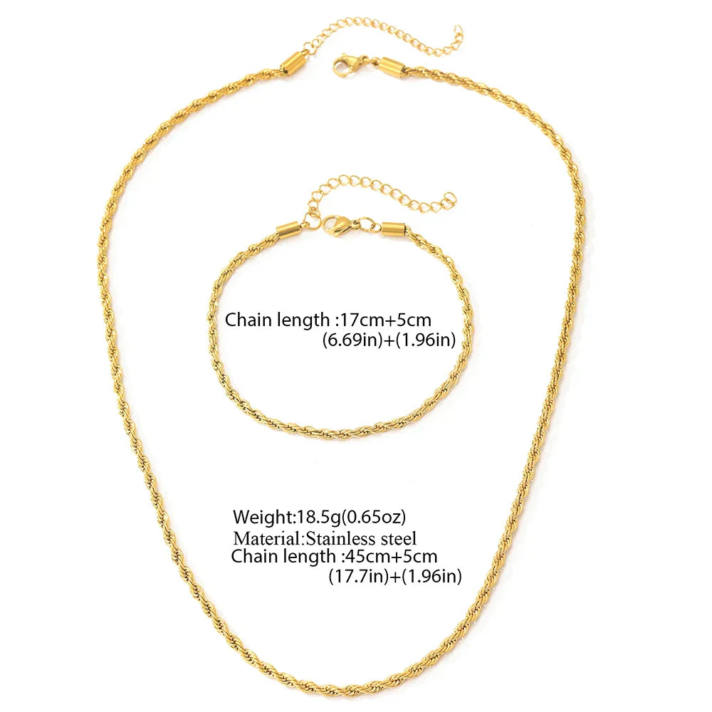 Ensemble de collier et bracelet rétro vrillé