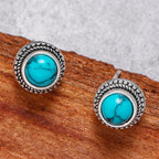 Boucles d'oreilles à clou en imitation turquoise vintage bohème