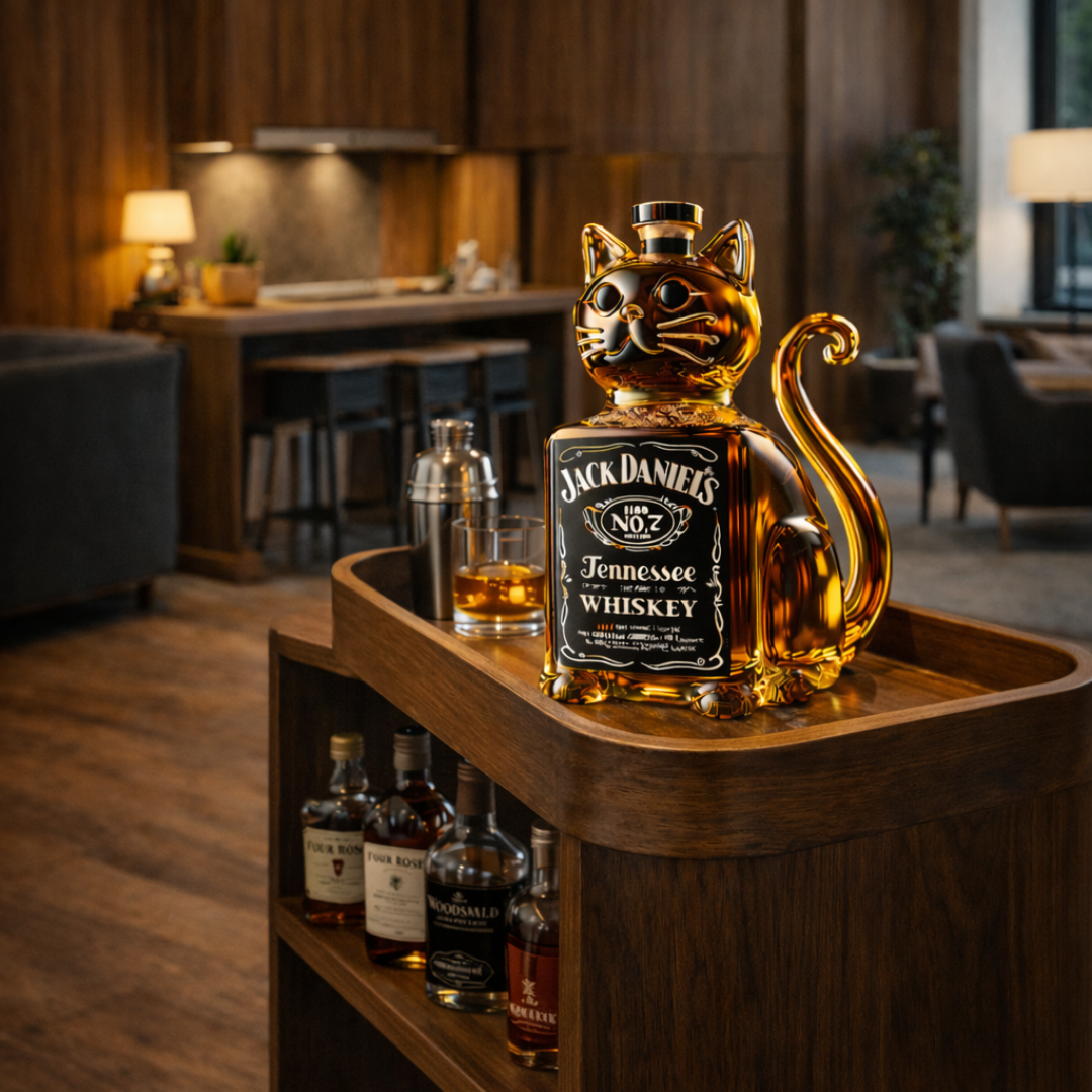 Bouteille de whisky - Édition avec un chat