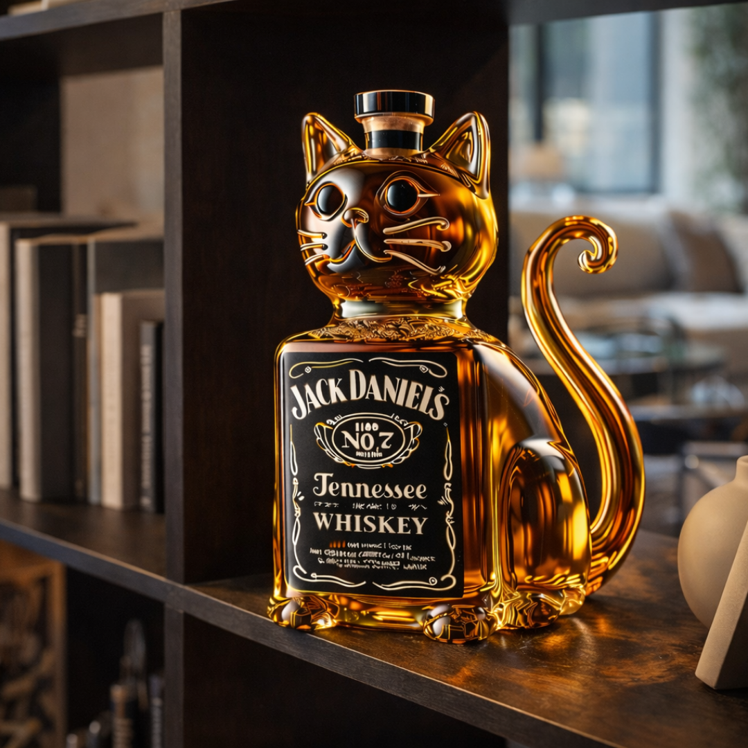 Bouteille de whisky - Édition avec un chat