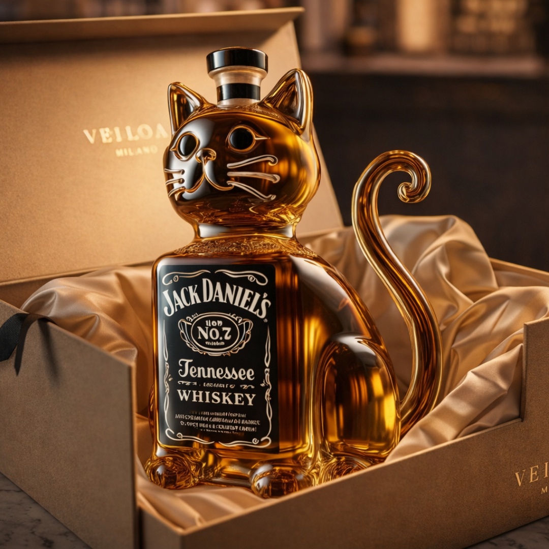 Bouteille de whisky - Édition avec un chat