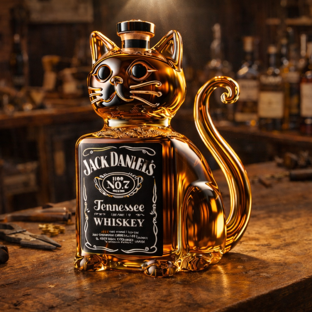 Bouteille de whisky - Édition avec un chat