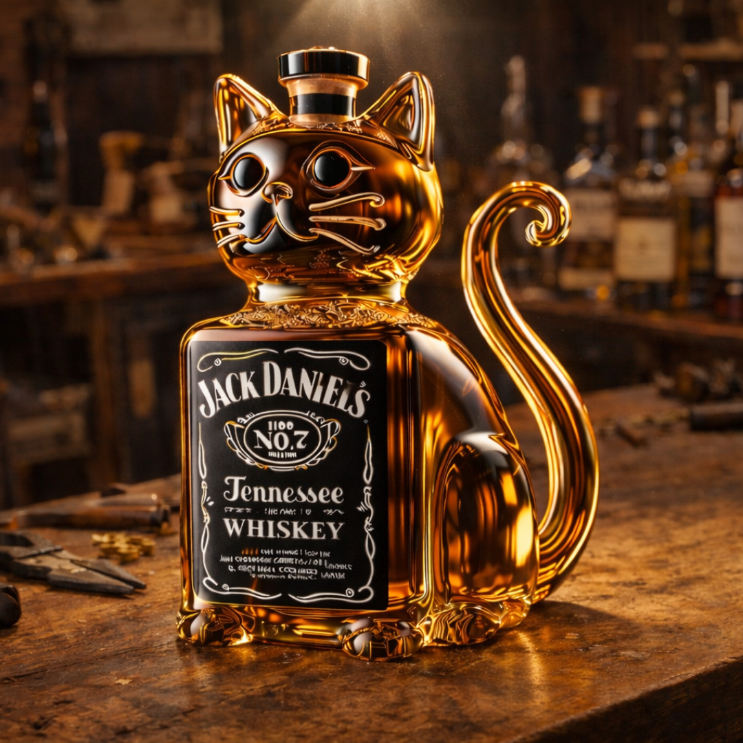 Bouteille de whisky - Édition avec un chat
