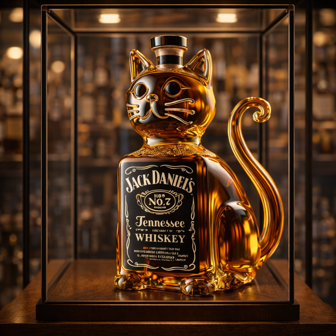 Bouteille de whisky - Édition avec un chat