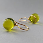 Boucles d'Oreilles en Cristal avec Gouttes d'Olive Vintage